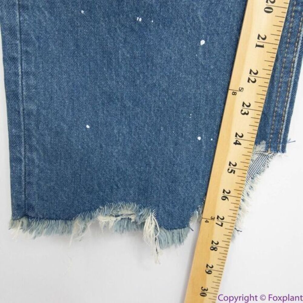 NEW Free People paint splatter raw hem cropped‎ Maggie straight jeans, 31 - Picture 10 of 16